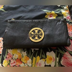Tory Burch Black Clutch with Gold Logo